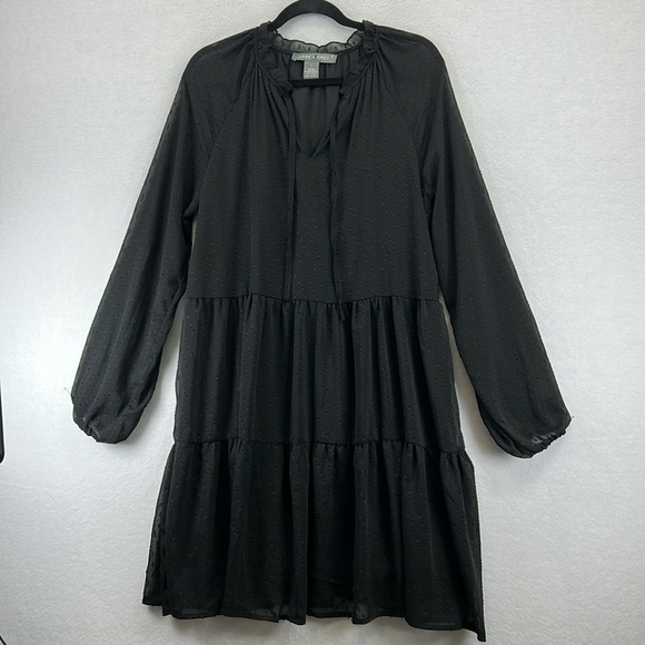 Lark & Grey Layered Dress Size L Black Polyester Semi-sheer w/Lining Airy EUC - Picture 1 of 9